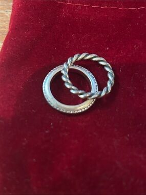 Set of two Pandora silver rings size 52